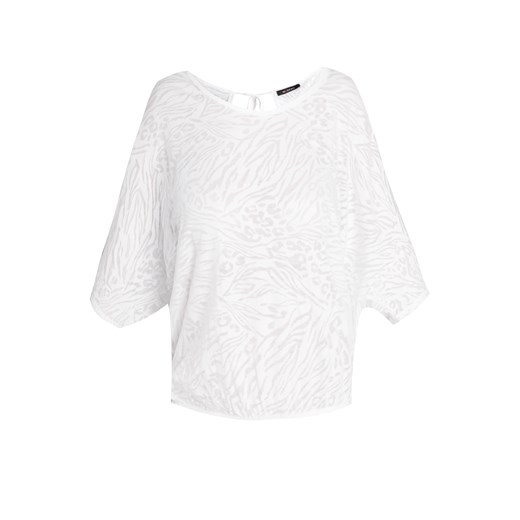 T-shirt z transparentnymi wstawkami e-monnari bialy Bluzki bawełniane