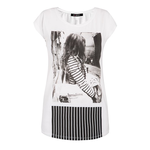 T-shirt black&white e-monnari bialy Bluzki bawełniane