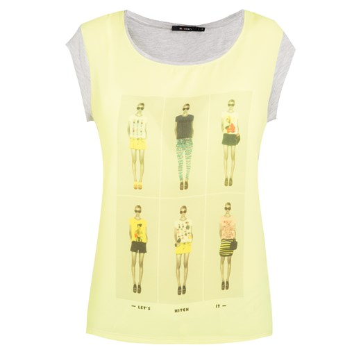 T-shirt z modelkami e-monnari zolty Bluzki z nadrukiem