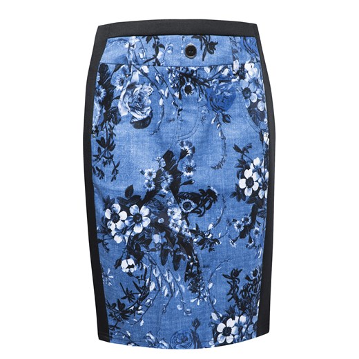 Panelowa spódnica w kwiaty e-monnari niebieski midi