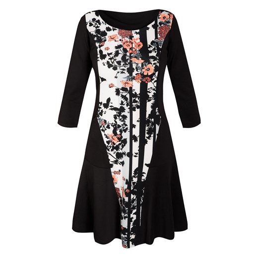 Sukienka z kwiatowym panelem e-monnari czarny midi