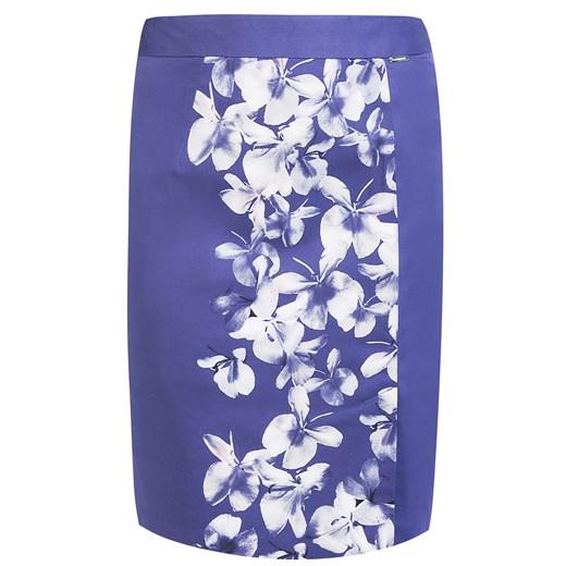 Spódnica z kwiatowym panelem e-monnari fioletowy dopasowane