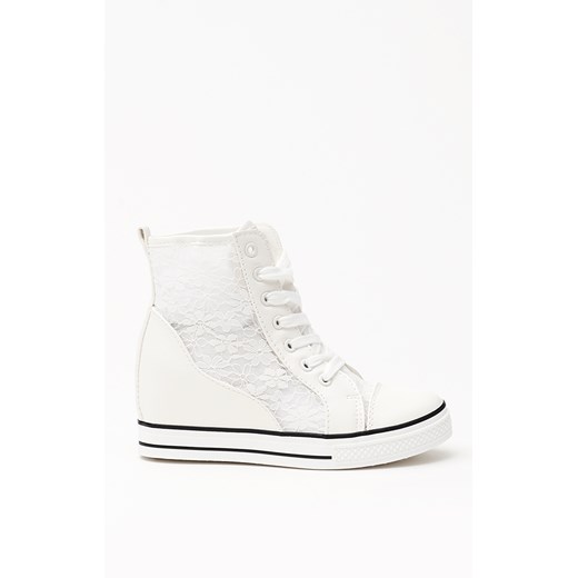 Sneakersy Koronka Glamorous White Celebrite Z-1 Biały renee-pl bialy casual A