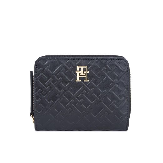 Mały Portfel Damski Tommy Hilfiger Th Refined Med Za Mono AW0AW15755 Czarny ze sklepu eobuwie.pl w kategorii Portfele damskie - zdjęcie 181324999