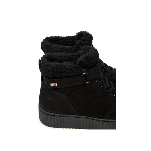 Sneakersy Tommy Hilfiger Faux Fur Nubuck Low Lace-Up FW0FW08172 Czarny Tommy Hilfiger 36 eobuwie.pl