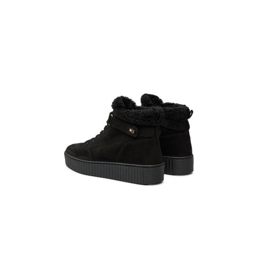 Sneakersy Tommy Hilfiger Faux Fur Nubuck Low Lace-Up FW0FW08172 Czarny Tommy Hilfiger 36 eobuwie.pl