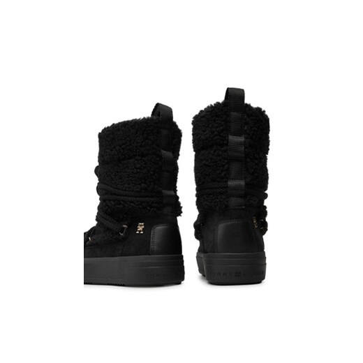 Śniegowce Tommy Hilfiger Lace-Up Faux Shearling Snowboot FW0FW08252 Czarny Tommy Hilfiger 40 eobuwie.pl