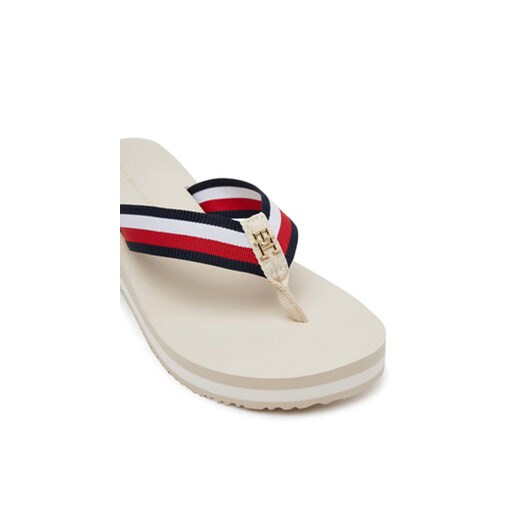 Japonki Tommy Hilfiger Th Corp Mid Wedge Beach Sandal FW0FW08517 Beżowy Tommy Hilfiger 39 eobuwie.pl