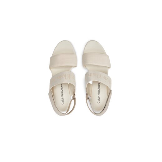 Sandały Calvin Klein Jeans Wedge Sandal Webbing In Mtl YW0YW01479 Écru 40 eobuwie.pl