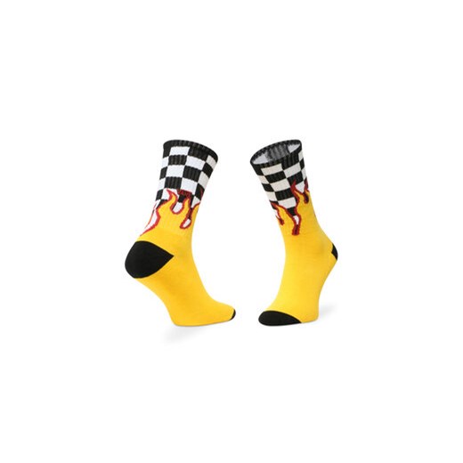 Skarpety Wysokie Męskie Vans Flame Check Crew VN0A4TQHZIA1 Żółty Vans 38_5_42 eobuwie.pl