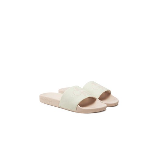 Klapki Calvin Klein Jeans Slide Monogram Co YW0YW00103 Écru 39 eobuwie.pl