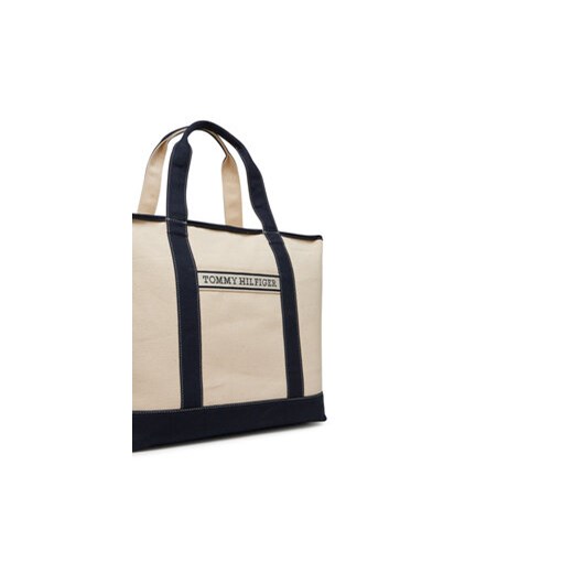 Torebka Tommy Hilfiger Th Summer Canvas Tote AW0AW17421 Beżowy Tommy Hilfiger 00 eobuwie.pl