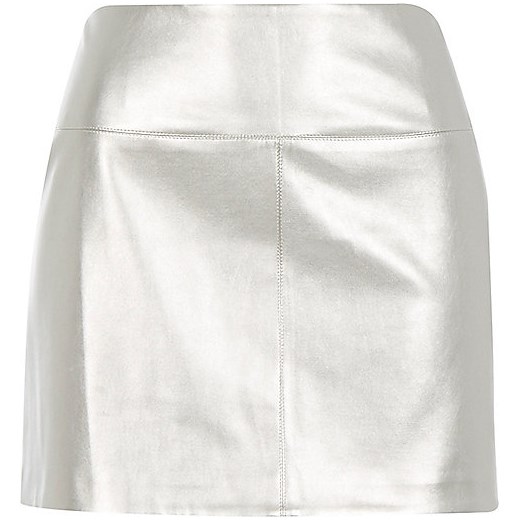 Silver metallic pelmet mini skirt river-island szary mini