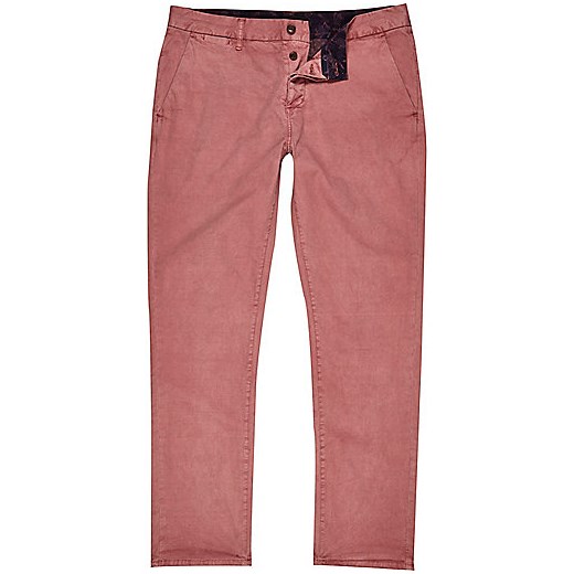 Pink slim chino trousers river-island rozowy 
