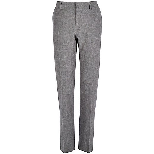 Grey slim textured smart suit trousers river-island szary 