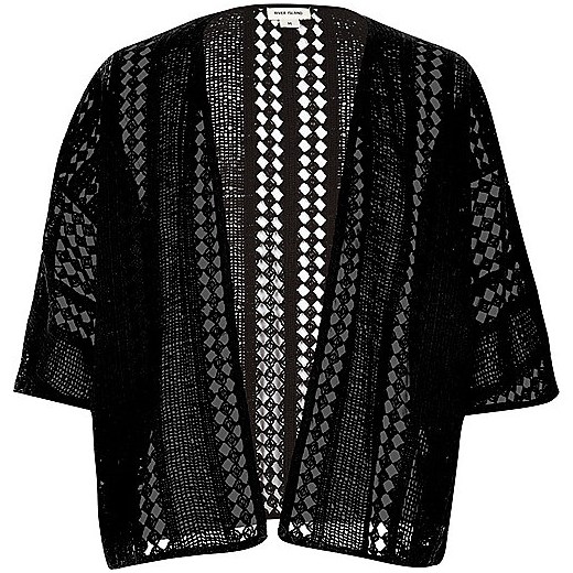 Girls black crochet kimono river-island czarny 