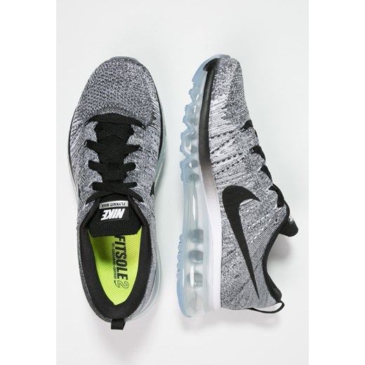 Nike Performance FLYKNIT MAX Obuwie do biegania Amortyzacja white/black/cool grey/wolf grey zalando szary Buty do biegania