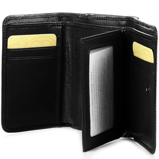 KRENIG Classic 12009 czarny ekskluzywny skórzany portfel damski skorzana-com czarny miejsce na karty kredytowe