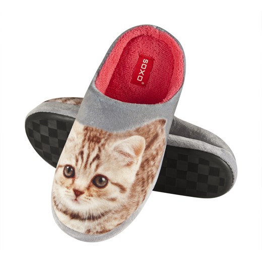 Kapcie damskie SOXO ze zdjęciem kota sklep-soxo bezowy lato A