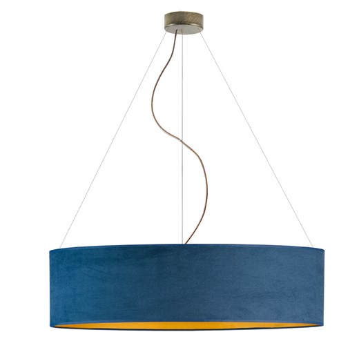 Duża lampa wisząca do salonu PORTO VELUR fi - 80 cm - kolor granatowy ze złotym wnętrzem ze sklepu Lysne w kategorii Lampy wiszące - zdjęcie 181814576