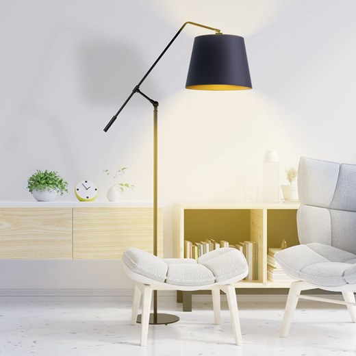 Eklektyczna lampa podłogowa do salonu FOYA GOLD z regulacją kąta padania światła ze sklepu Lysne w kategorii Lampy podłogowe - zdjęcie 181814956