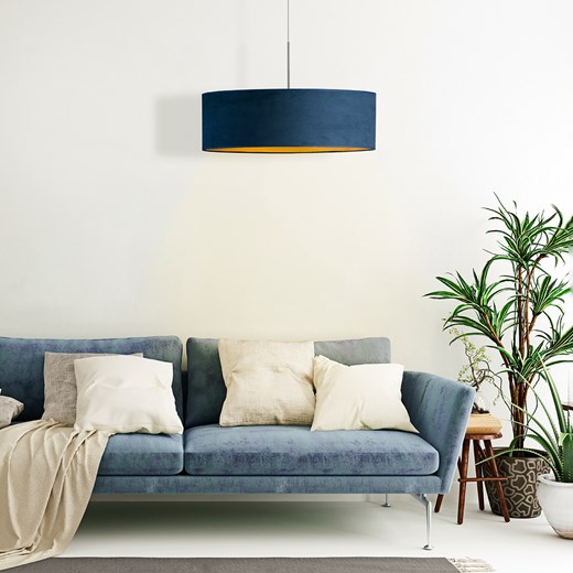Lampa welurowa SINTRA VELUR fi - 60 cm kolor granatowy ze złotym wnętrzem ze sklepu Lysne w kategorii Lampy wiszące - zdjęcie 181815587