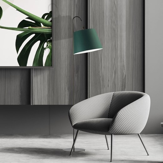 Lampa podłogowa z kloszem z tkaniny w kolorze butelkowej zieleni TALLIN ze sklepu Lysne w kategorii Lampy podłogowe - zdjęcie 181815817