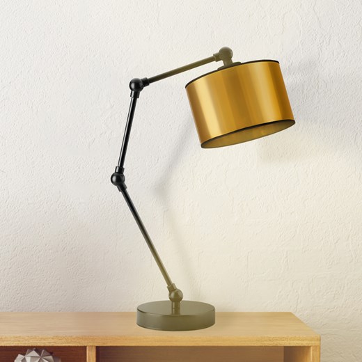 Złota lampa stołowa na czarnym stelażu ASMARA MIRROR ze sklepu Lysne w kategorii Lampy stołowe - zdjęcie 181816165