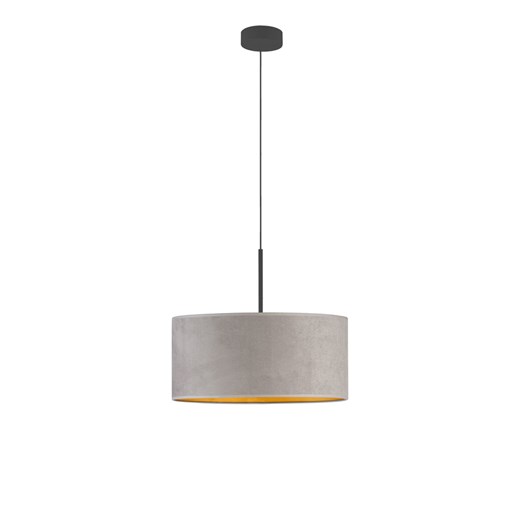 Lampa wisząca z welurowym abażurem SINTRA VELUR fi - 40 cm - kolor szary ze złotym wnętrzem ze sklepu Lysne w kategorii Lampy wiszące - zdjęcie 181816447