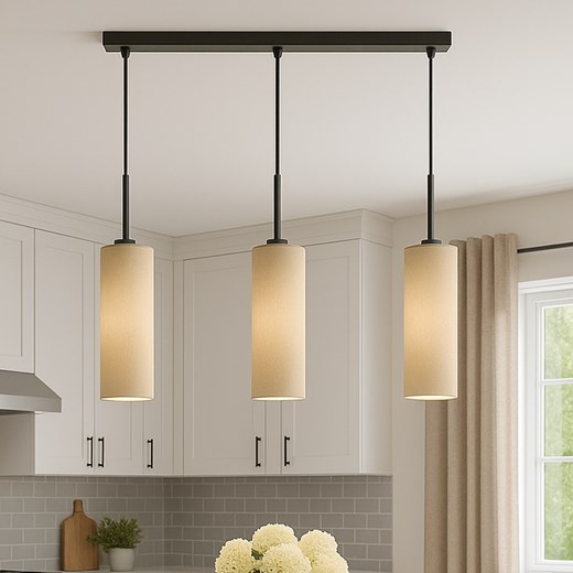 Beżowa lampa wisząca do jadalni BORNEO z regulacją wysokości ze sklepu Lysne w kategorii Lampy wiszące - zdjęcie 181817036