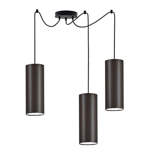 Czarna 3-płomienna lampa wisząca z brązowymi abażurami VIZELA T3 ze sklepu Lysne w kategorii Lampy wiszące - zdjęcie 181817079