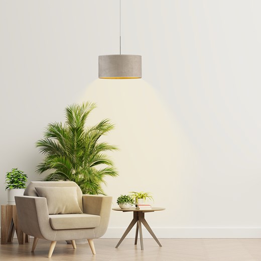 Lampa welurowa szara SINTRA VELUR fi - 30 cm ze sklepu Lysne w kategorii Lampy wiszące - zdjęcie 181817158