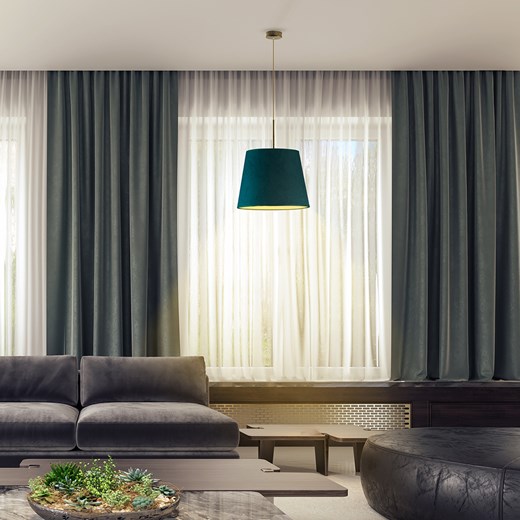 Designerska lampa wisząca do salonu SARI VELUR - kolor zieleń butelkowa ze sklepu Lysne w kategorii Lampy wiszące - zdjęcie 181817679