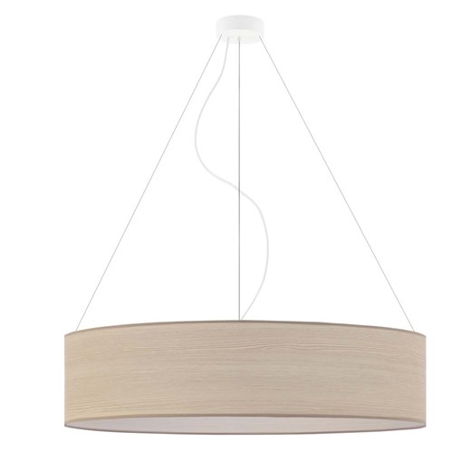 Żyrandol do salonu z fornirowym abażurem PORTO ECO fi - 80 cm - kolor dąb bielony ze sklepu Lysne w kategorii Lampy wiszące - zdjęcie 181817709
