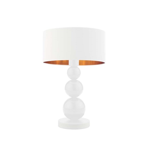 Biała lampa stołowa z abażurem HONOLULU GOLD ze sklepu Lysne w kategorii Lampy stołowe - zdjęcie 181820415