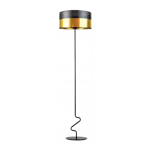 Czarna lampa podłogowa ze złotym kloszem JERSEY GLAM w stylu glamour ze sklepu Lysne w kategorii Lampy podłogowe - zdjęcie 181822395