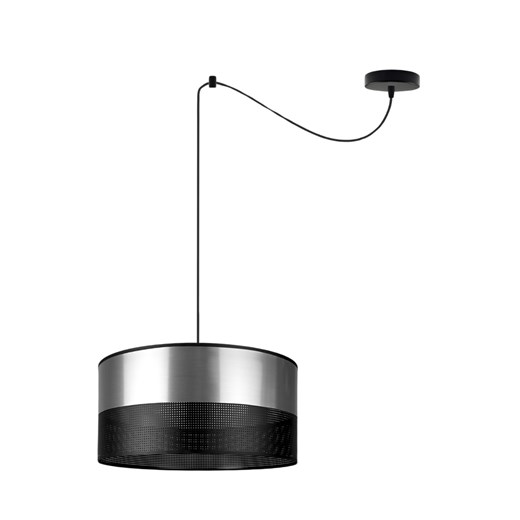 Czarna lampa wisząca z możliwością regulacji WAIKIKI W1 GLAM ze srebrnym kloszem 40 cm ze sklepu Lysne w kategorii Lampy wiszące - zdjęcie 181823005