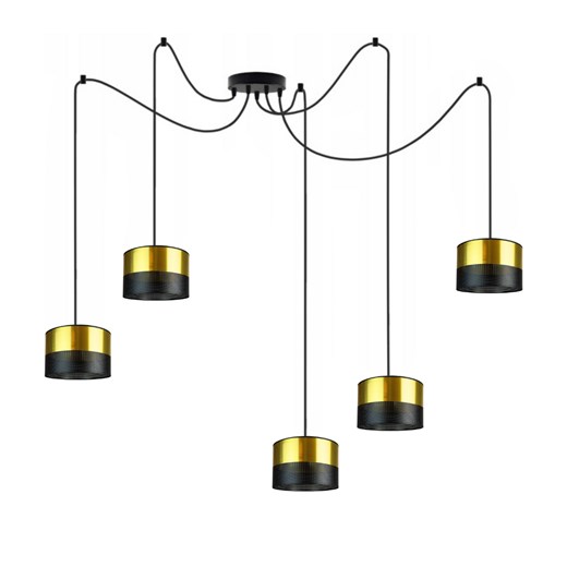 5-punktowa lampa wisząca pająk WAIKIKI W5 GLAM czarna ze złotymi kloszami ze sklepu Lysne w kategorii Lampy wiszące - zdjęcie 181823018