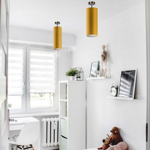 Musztardowa lampa sufitowa z abażurem w kształcie tuby SALWADOR ze sklepu Lysne w kategorii Lampy dziecięce - zdjęcie 181823387