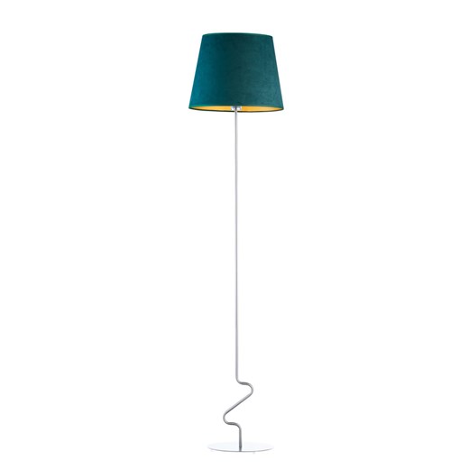 Chromowana lampa stojąca z abażurem do salonu SURAT VELUR ze sklepu Lysne w kategorii Lampy podłogowe - zdjęcie 181825988