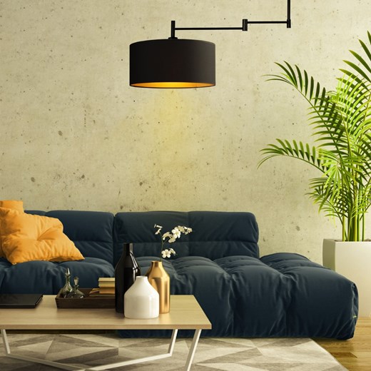 Czarna lampa wisząca na wysięgniku do jadalni RANGUN GOLD ze sklepu Lysne w kategorii Lampy wiszące - zdjęcie 181826598