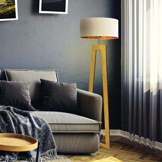 Lampa stojąca podłogowa drewniana BALI GOLD ze sklepu Lysne w kategorii Lampy podłogowe - zdjęcie 181826749