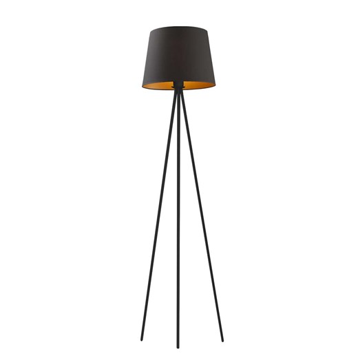 Czarna lampa podłogowa na trójnogu w stylu glamour RENO GOLD ze sklepu Lysne w kategorii Lampy podłogowe - zdjęcie 181827046