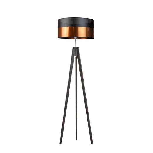 Lampa stojąca do salonu na 3 nogach HAITI GLAM na drewnianej podstawie ze sklepu Lysne w kategorii Lampy podłogowe - zdjęcie 181827476