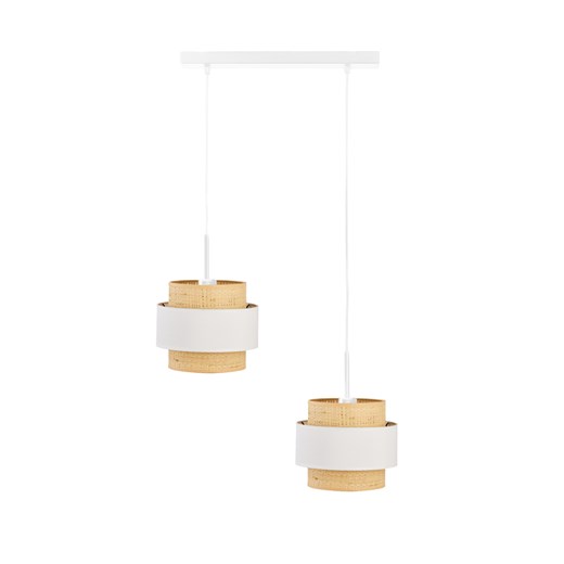 Podwójna lampa wisząca do kuchni z abażurami z rattanu MADERA BOHO ze sklepu Lysne w kategorii Lampy wiszące - zdjęcie 181830428