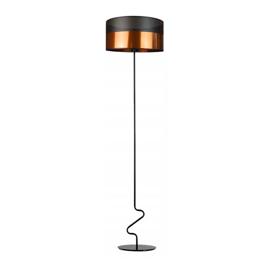 Czarna lampa podłogowa z miedzianym kloszem JERSEY GLAM w stylu glamour ze sklepu Lysne w kategorii Lampy podłogowe - zdjęcie 181831159