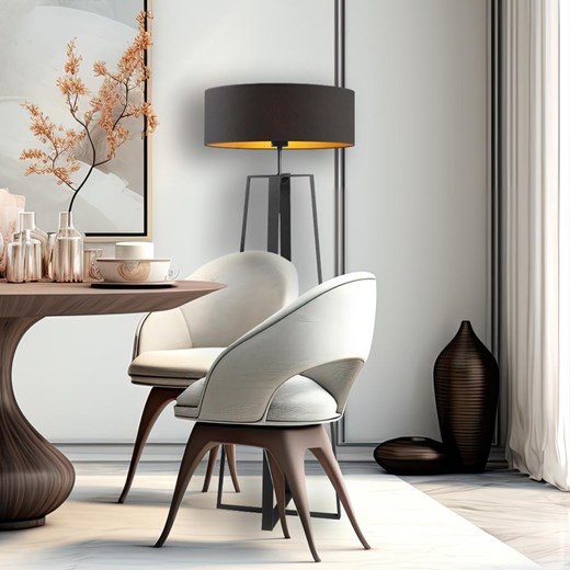 Czarna lampa podłogowa do salonu MOSS GOLD ze sklepu Lysne w kategorii Lampy podłogowe - zdjęcie 181831175