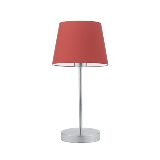 Srebrna lampka nocna biurkowa stołowa do sypialni SIENA z czerwonym abażurem ze sklepu Lysne w kategorii Lampy stołowe - zdjęcie 181831467