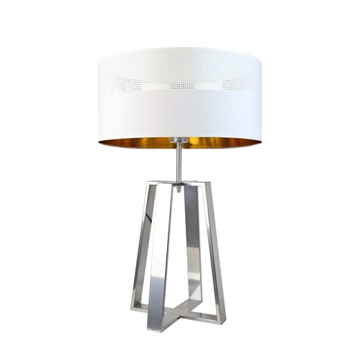 Biało-złota lampa stołowa do salonu z dekoracyjnym abażurem THOR GLAM ze sklepu Lysne w kategorii Lampy stołowe - zdjęcie 181832006