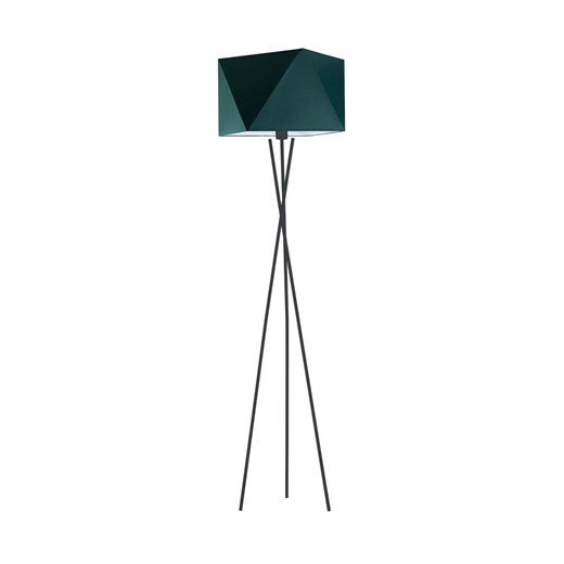 Czarna lampa podłogowa na trójnogu do sypialni DAKAR z abażurem w kolorze butelkowej zieleni ze sklepu Lysne w kategorii Lampy podłogowe - zdjęcie 181832686